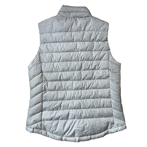 NEW Gap Outlet Cream Gray Herringbone Puffer Vest Zipper Snaps Women's Medium - Picture 6 of 6